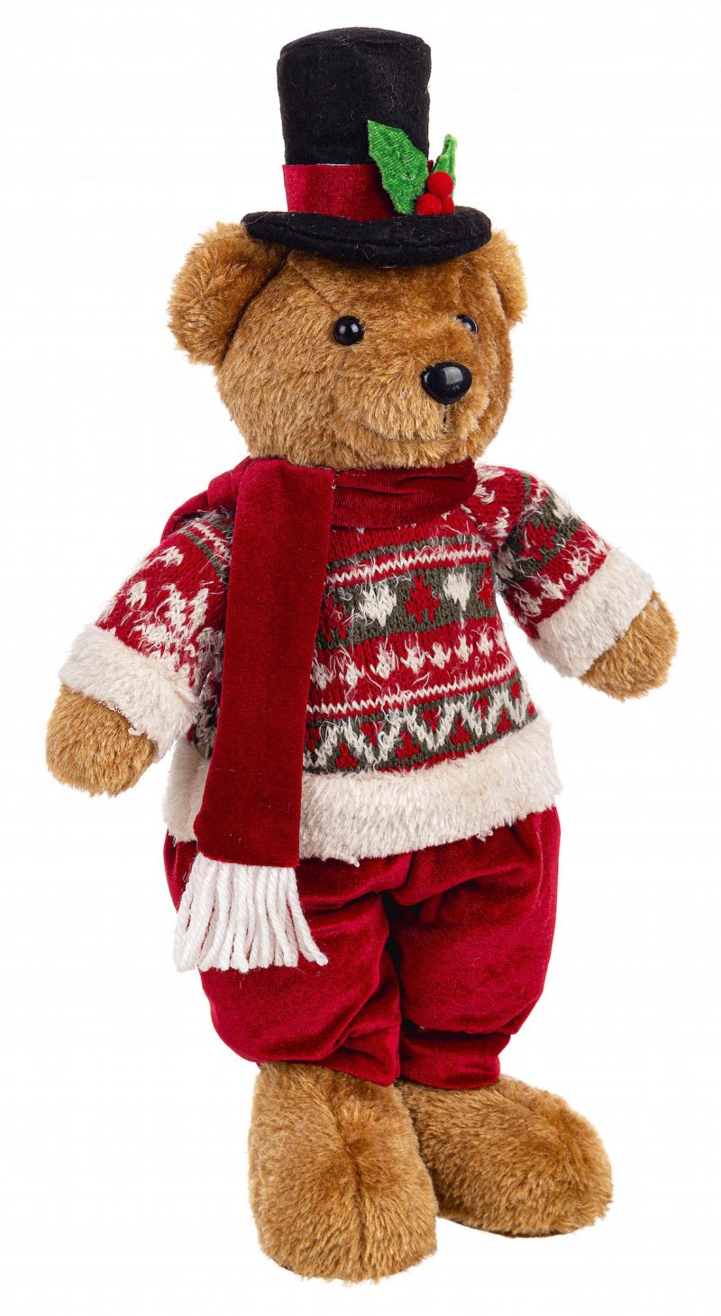 Ourson Décoratif Ralphy Rouge H.40cm