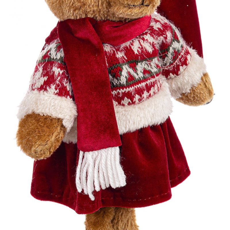 Oursonne Décorative Ralphy Rouge H.40cm