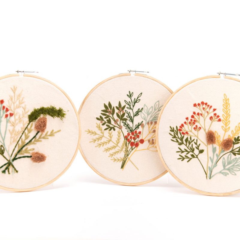 Décoration Murale Cercle Broderie Colorée, 3 Modèles au Choix, Diam.30cm