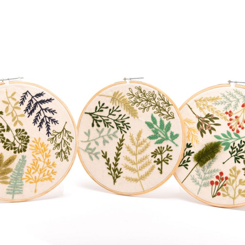 Décoration Murale Cercle Broderie Verte Diam.30cm