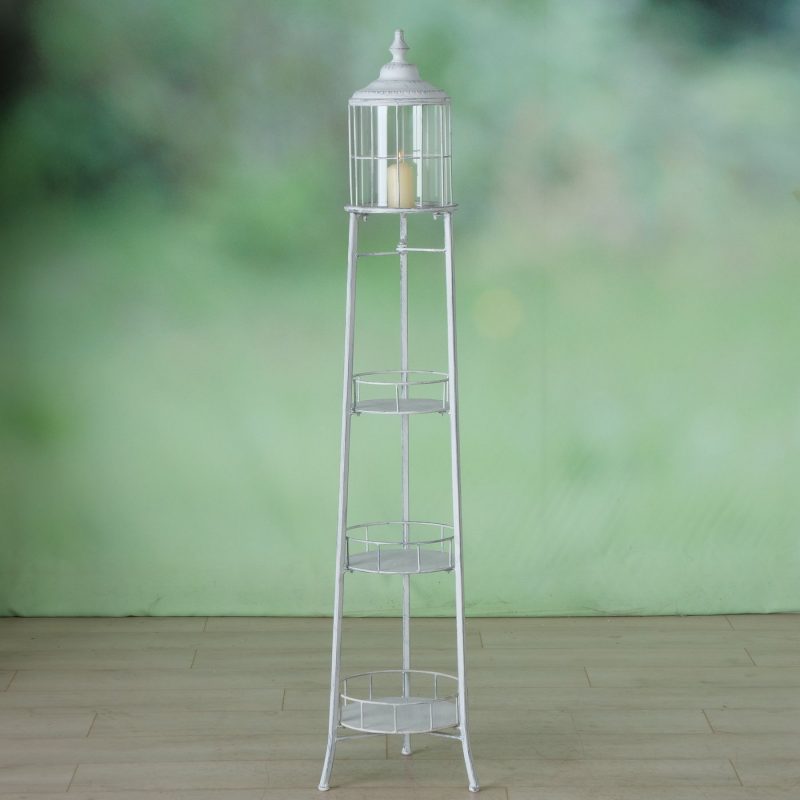 Etagère Lanterne Signo en Métal Enduit Blanc H.145cm