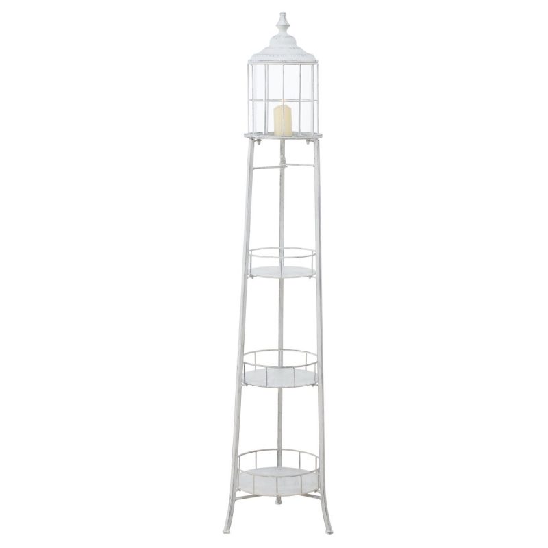 Etagère Lanterne Signo en Métal Enduit Blanc H.145cm – Image 2