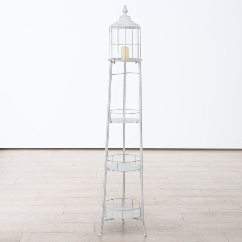 Etagère Lanterne Signo en Métal Enduit Blanc H.145cm – Image 4
