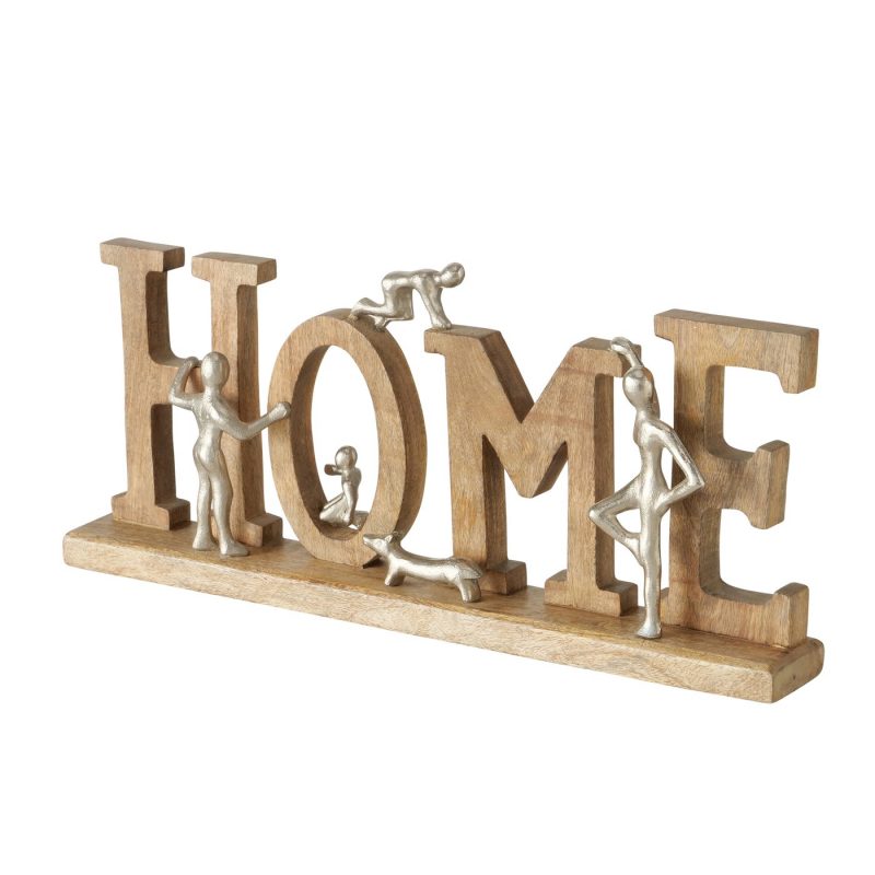Lettrage Home, Manguier et Alu Nickelé H.26cm