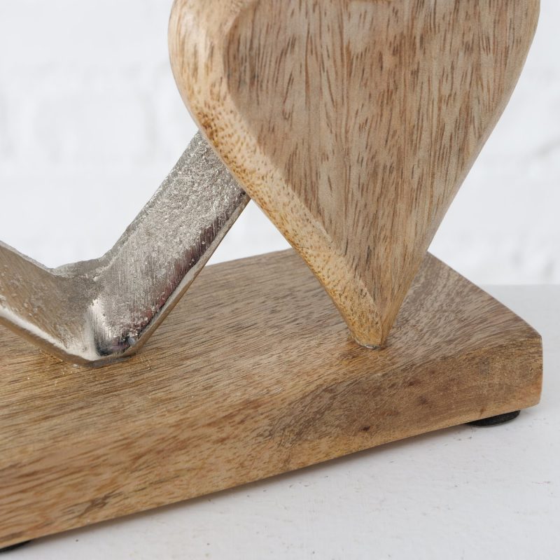 Coeurs "Carolyn" à Poser en Alu et Manguier H.22cm – Image 3