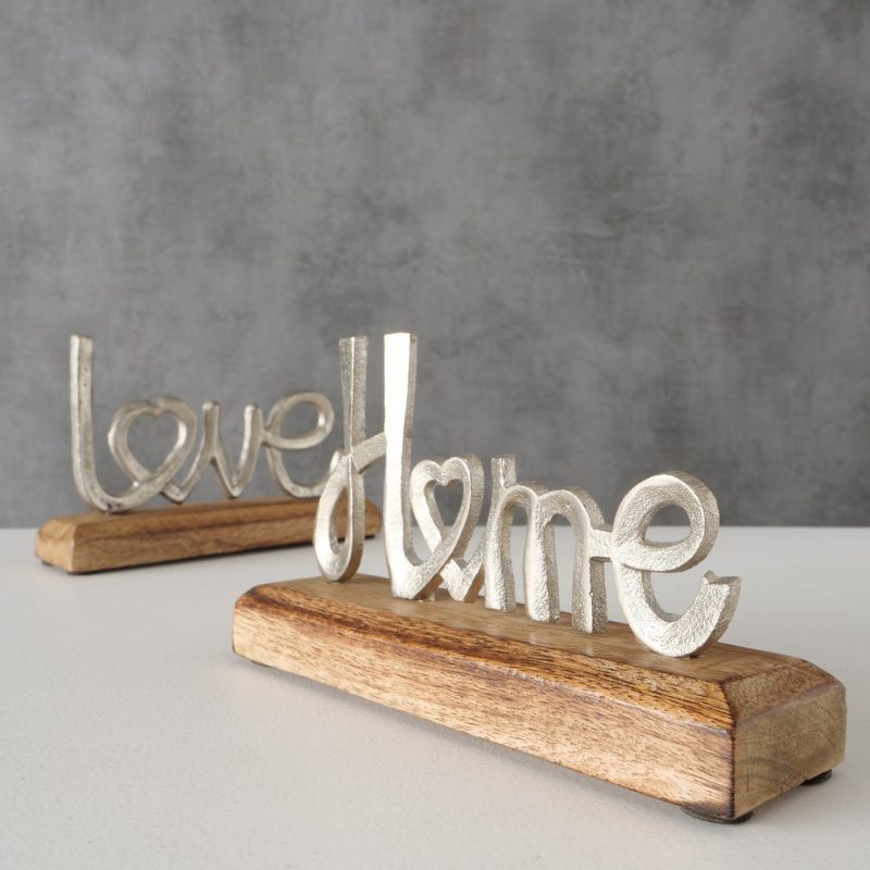 Lettrage "Love" ou "Home" au Choix en Alu et Bois de Manguier 5x17xH.11cm – Image 8