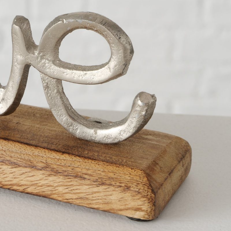 Lettrage "Love" ou "Home" au Choix en Alu et Bois de Manguier 5x17xH.11cm – Image 6