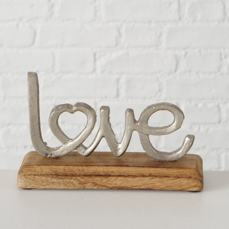 Lettrage "Love" ou "Home" au Choix en Alu et Bois de Manguier 5x17xH.11cm – Image 5