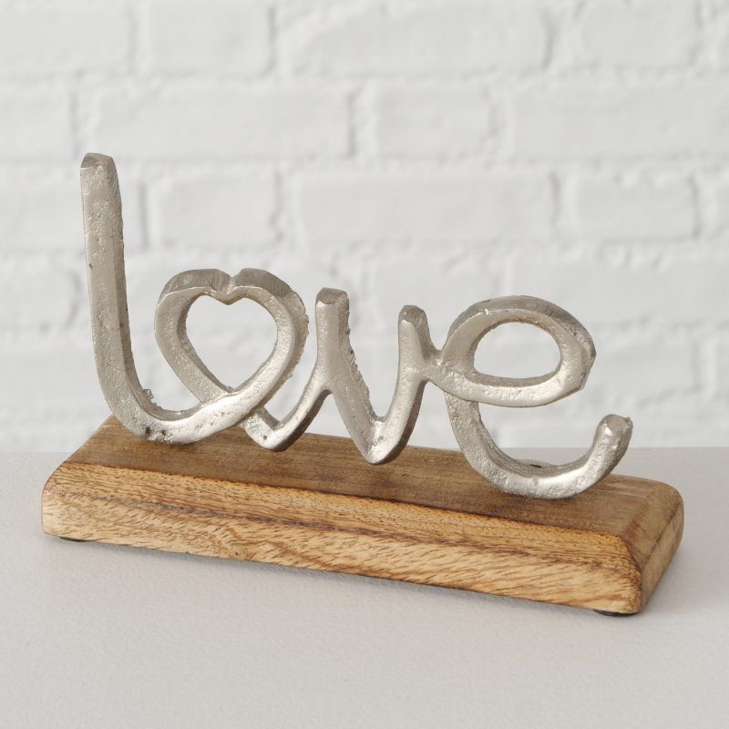Lettrage "Love" ou "Home" au Choix en Alu et Bois de Manguier 5x17xH.11cm – Image 3