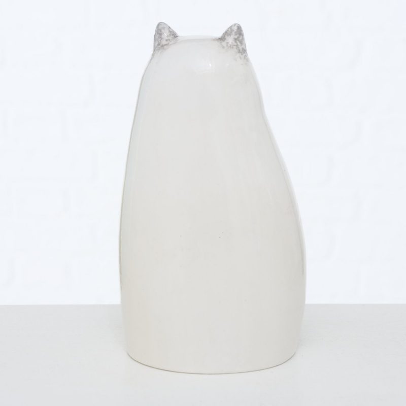 Figurine "Anaïs" Chat en Terre Cuite Grise et Blanche 2 Modèles au Choix H.18cm – Image 2