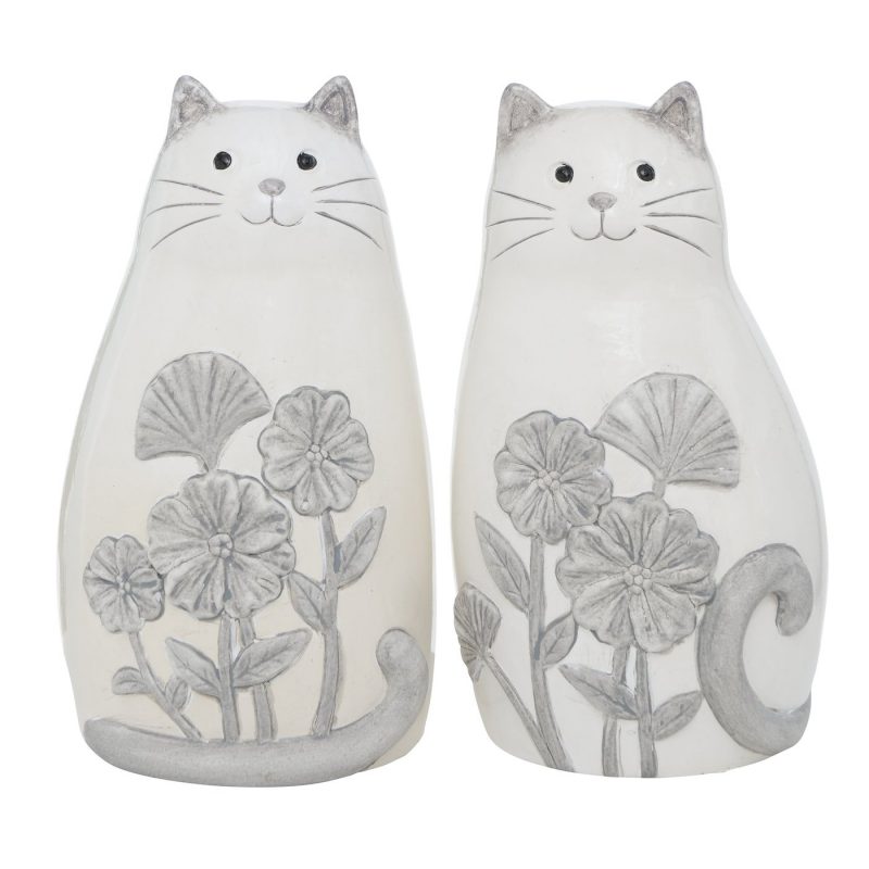 Figurine "Anaïs" Chat en Terre Cuite Grise et Blanche 2 Modèles au Choix H.18cm – Image 5