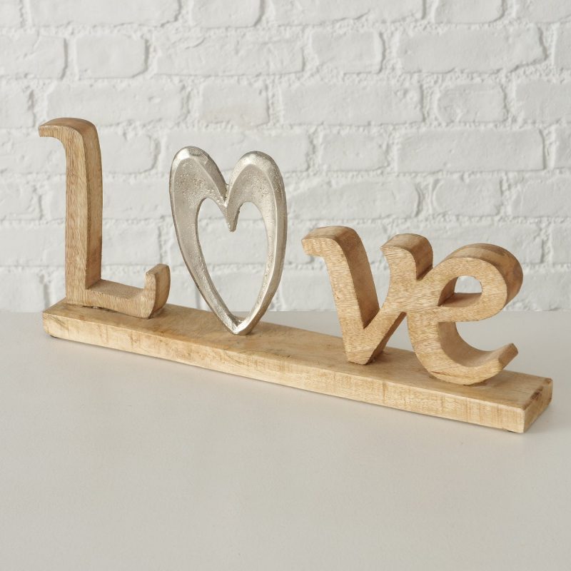Lettrage "Love" en Alu et Bois de Manguier 6xH18cm