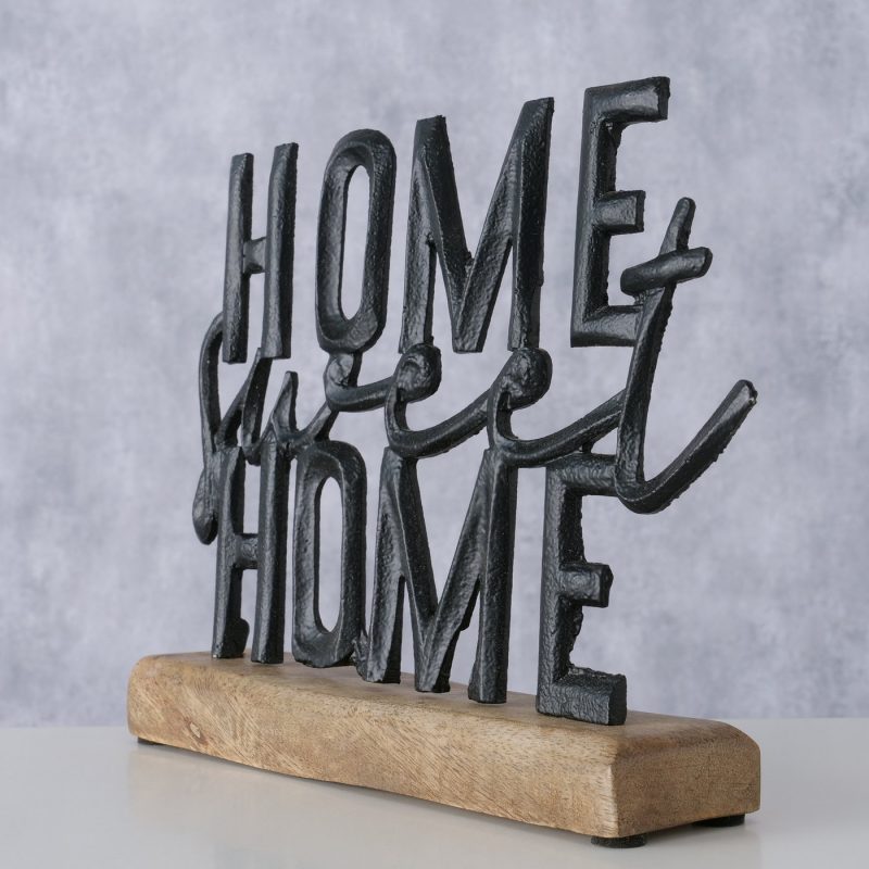 Lettrage "Home Sweet Home" en Alu Noir et Bois de Manguier 5xH18cm – Image 6