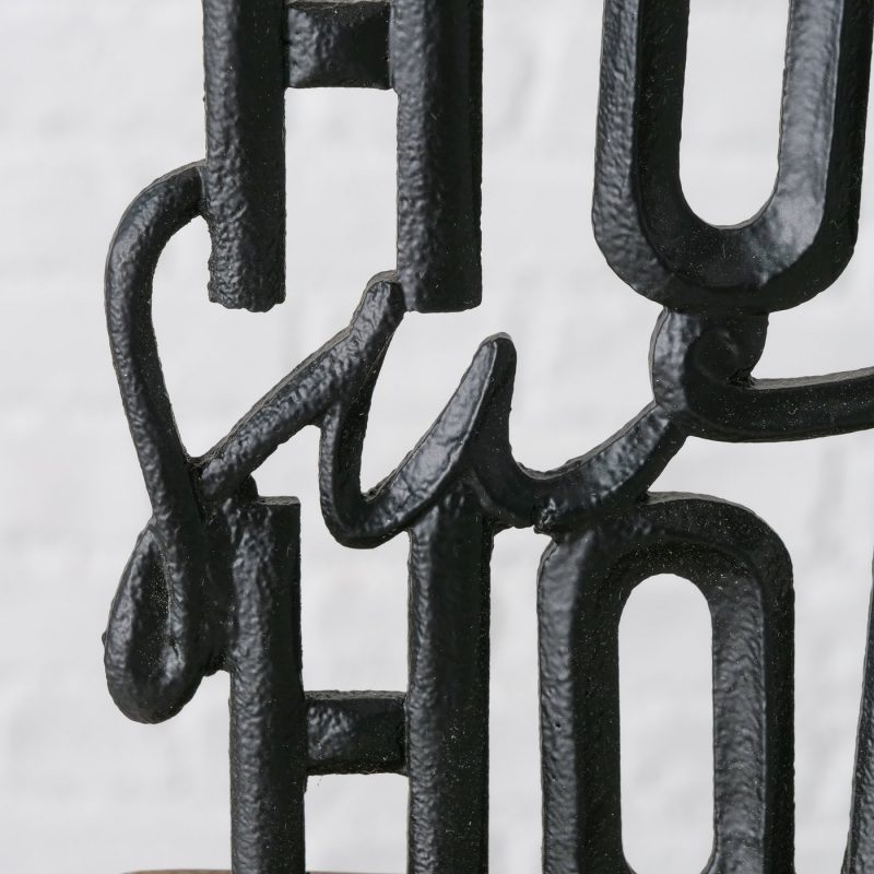 Lettrage "Home Sweet Home" en Alu Noir et Bois de Manguier 5xH18cm – Image 4