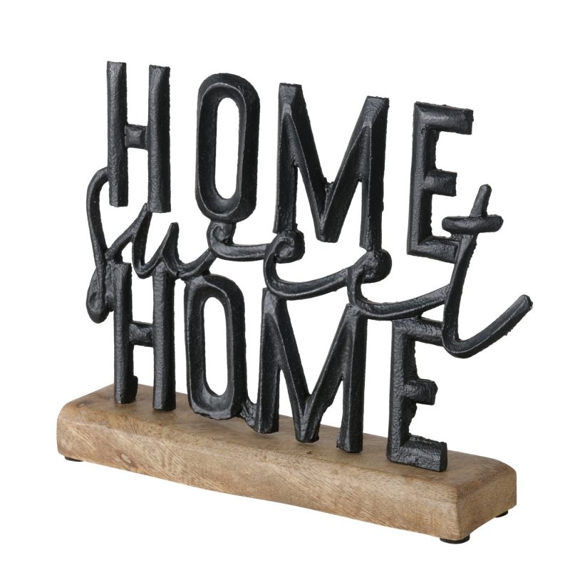 Lettrage "Home Sweet Home" en Alu Noir et Bois de Manguier 5xH18cm – Image 2