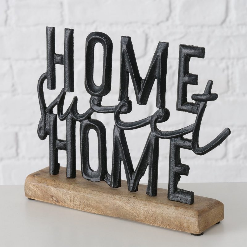Lettrage "Home Sweet Home" en Alu Noir et Bois de Manguier 5xH18cm