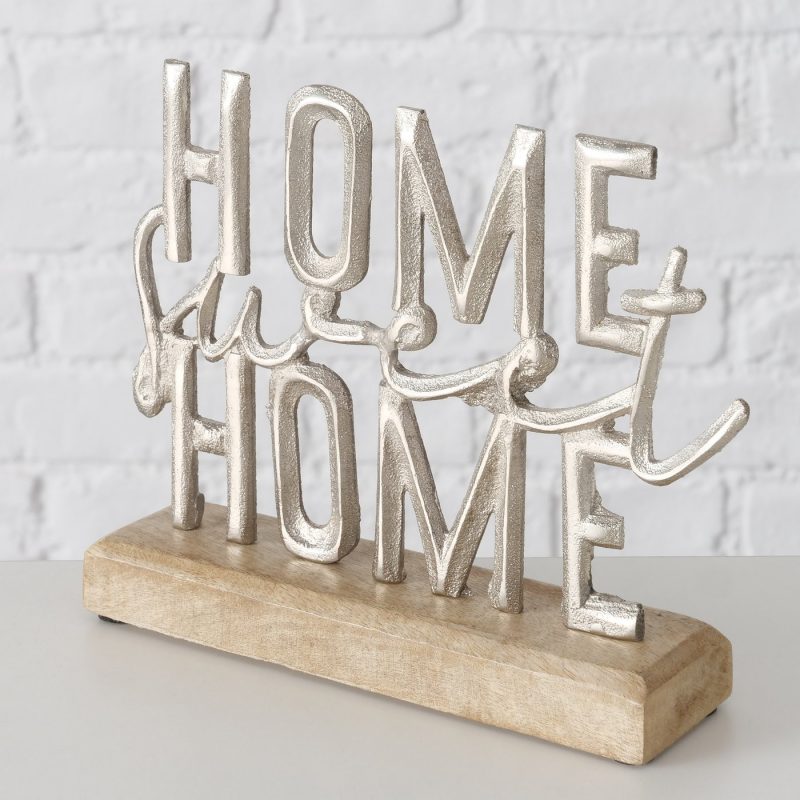 Lettrage "Home Sweet Home" en Alu sur Support Manguier 6xH.18cm