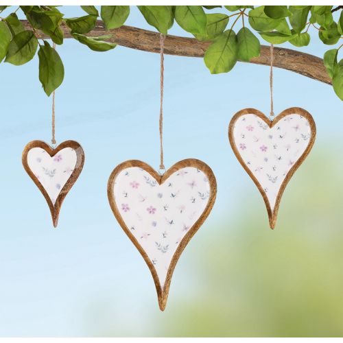 Pendentif Coeur "Floral" en Bois 2,5x10x15cm