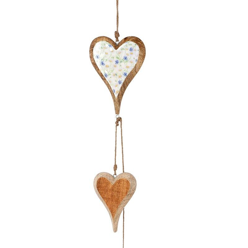 Guirlande Coeurs en Bois Floral 2,5x10x14cm