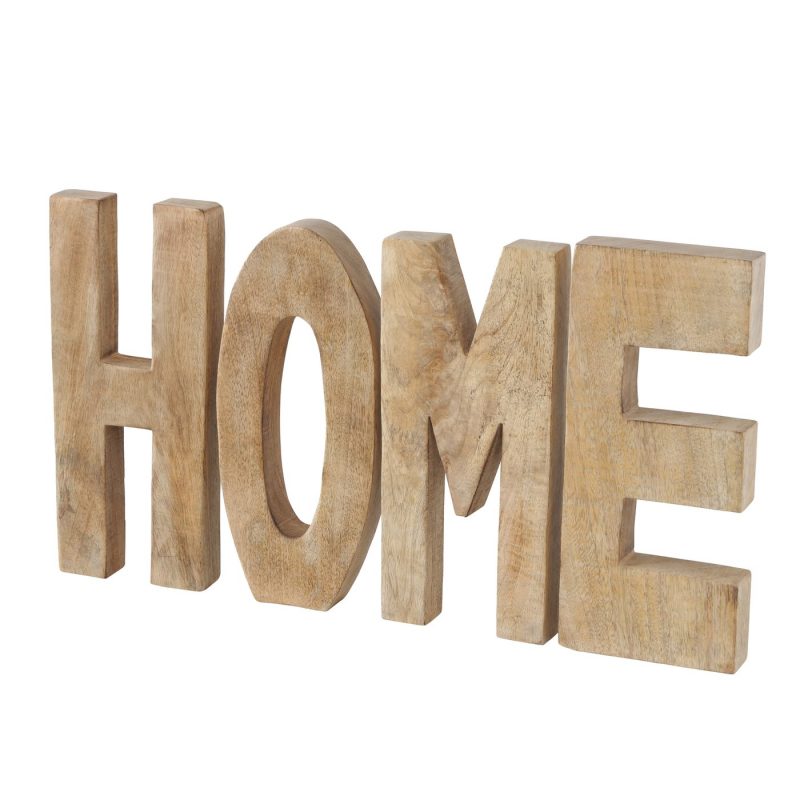 Lettrage "HOME" 4 Lettres à Poser en Bois de Manguier Foncé 14x31cm – Image 3