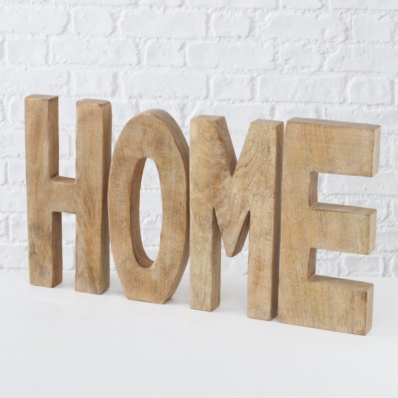 Lettrage "HOME" 4 Lettres à Poser en Bois de Manguier Foncé 14x31cm – Image 2