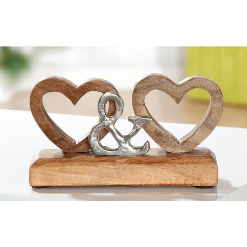 Double Coeur en Bois et Alu à Poser 5x16x8cm