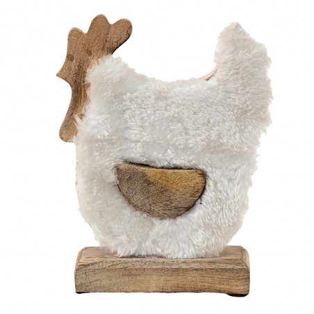 Coq en Bois Duveteux 15x5x19cm