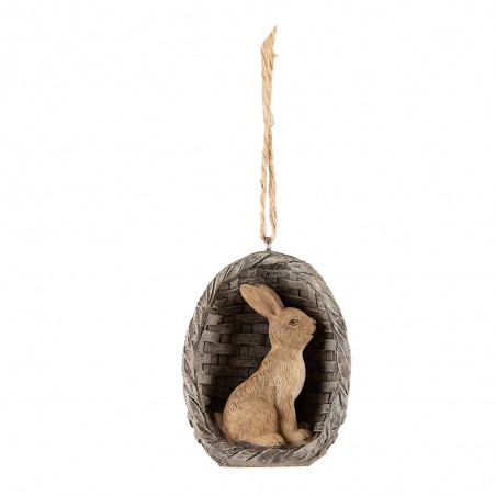 Pendentif Lapin dans Oeuf Panier en Résine 5x4x6cm
