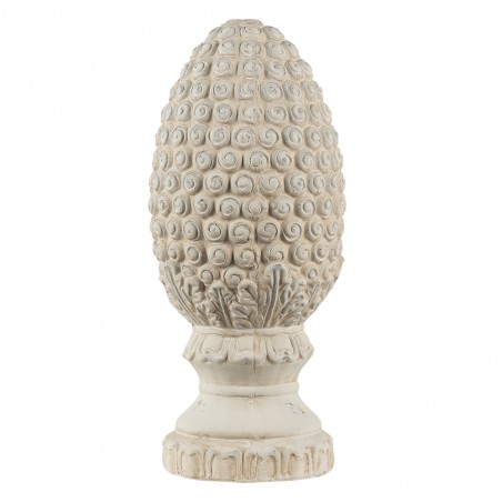 Décoration Jardin : Pomme De Pin En Pierre Résistante Au Gel - Hauteur 32 Cm - Gris - Fabriqué à La Main