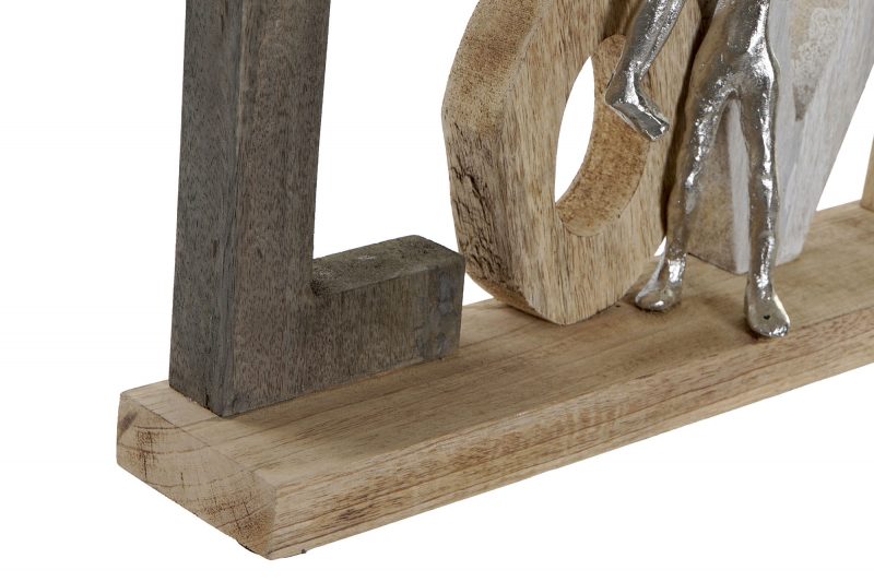 Lettrage "LOVE" en Bois de Manguier avec Couple en Alu 51x8x26cm – Image 3