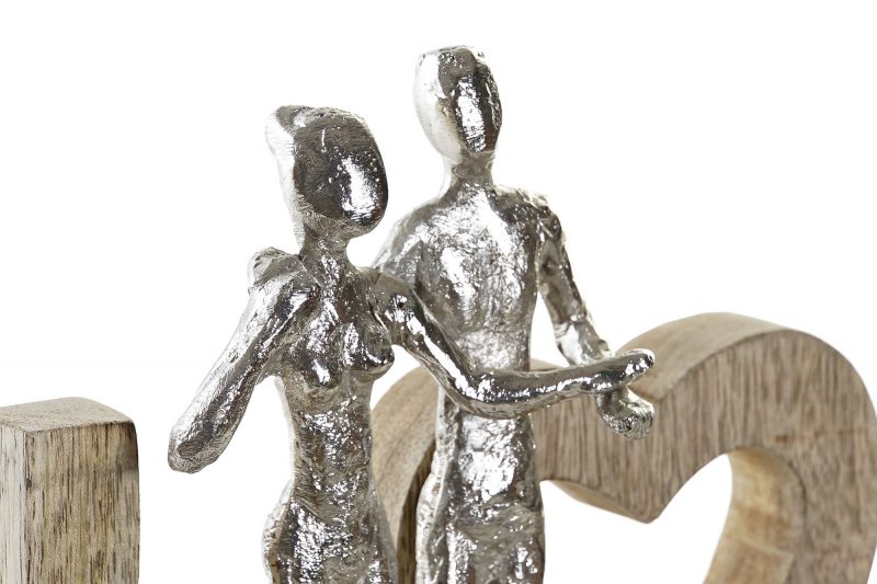 Lettrage "LOVE" en Bois de Manguier avec Couple en Alu 40,5x7,5x20cm – Image 3