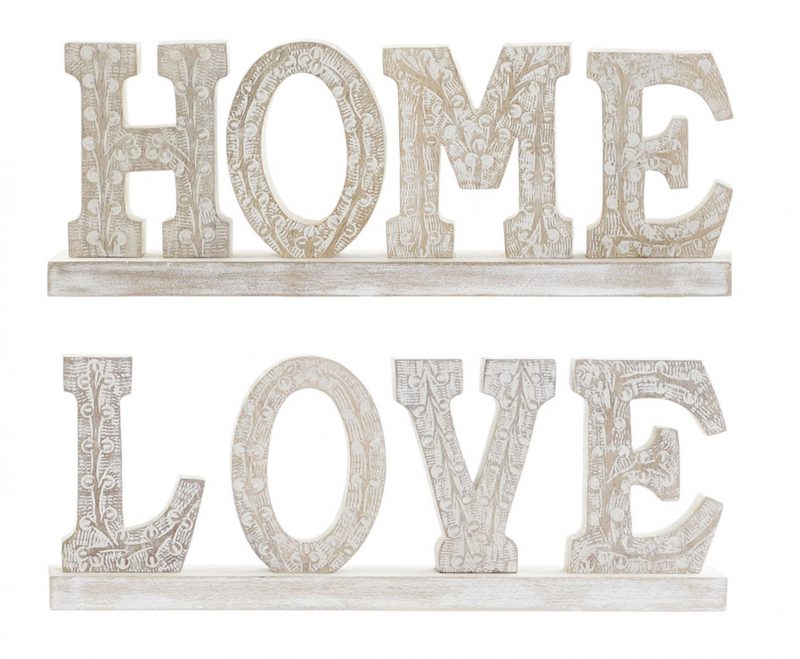 Lettrage "Love" en Bois de Manguier Décor Décapé 40,5x5x15cm