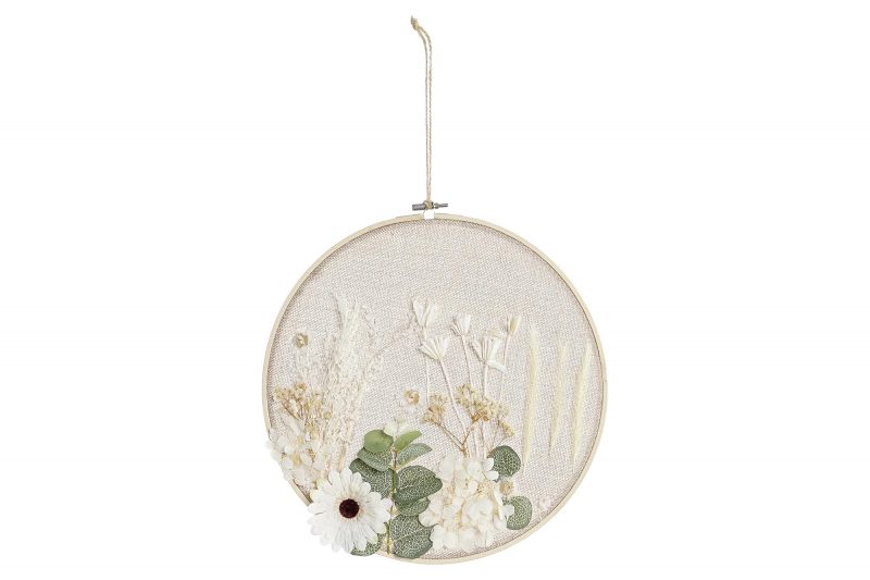 Tambour à Broder Décoration Florale en Bambou Naturel 31x2x31cm