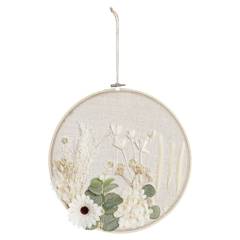 Tambour à Broder Décoration Florale en Bambou Naturel 31x2x31cm
