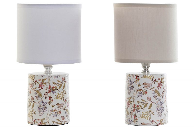Lampe de Table en Grès Motif Floral 2 Modèles au Choix 14x14x26,5cm