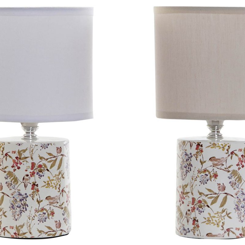 Lampe de Table en Grès Motif Floral 2 Modèles au Choix 14x14x26,5cm