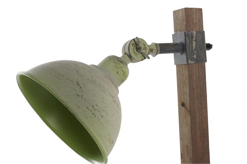Lampe de Bureau Industrielle en Bois et Métal Vert E14 17x25x63cm – Image 4