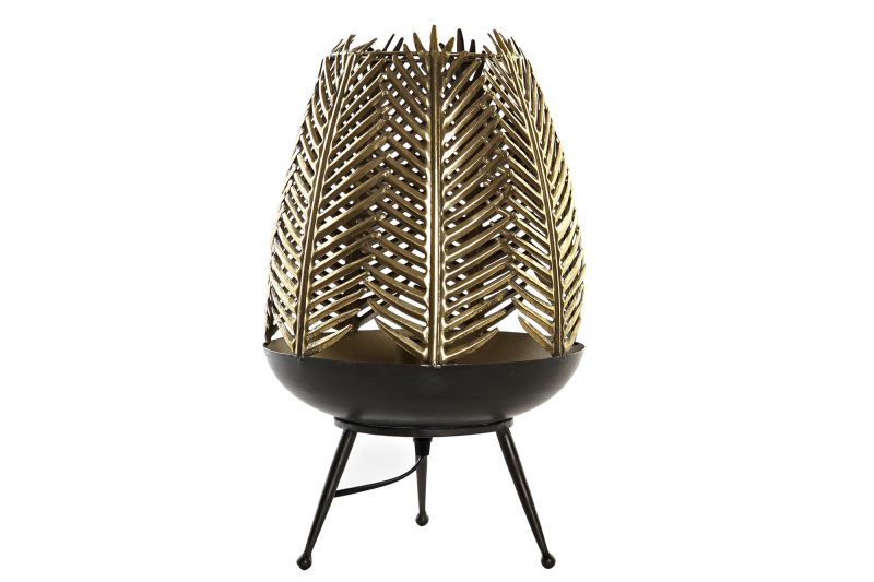 Lampe à Poser en Métal Feuilles Dorées 25x25x42cm