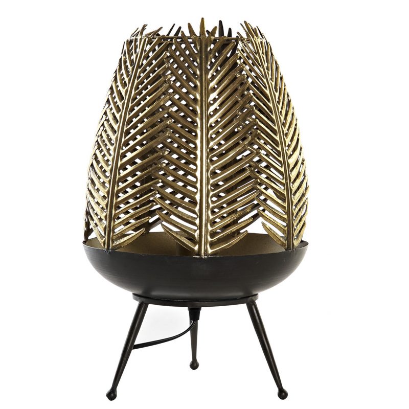 Lampe à Poser en Métal Feuilles Dorées 25x25x42cm