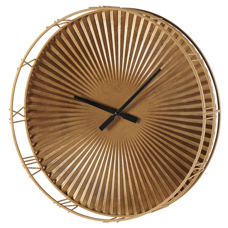 Horloge Murale Ronde en Métal Doré, Chiffres Romains en Métal Ajouré 12xø60cm