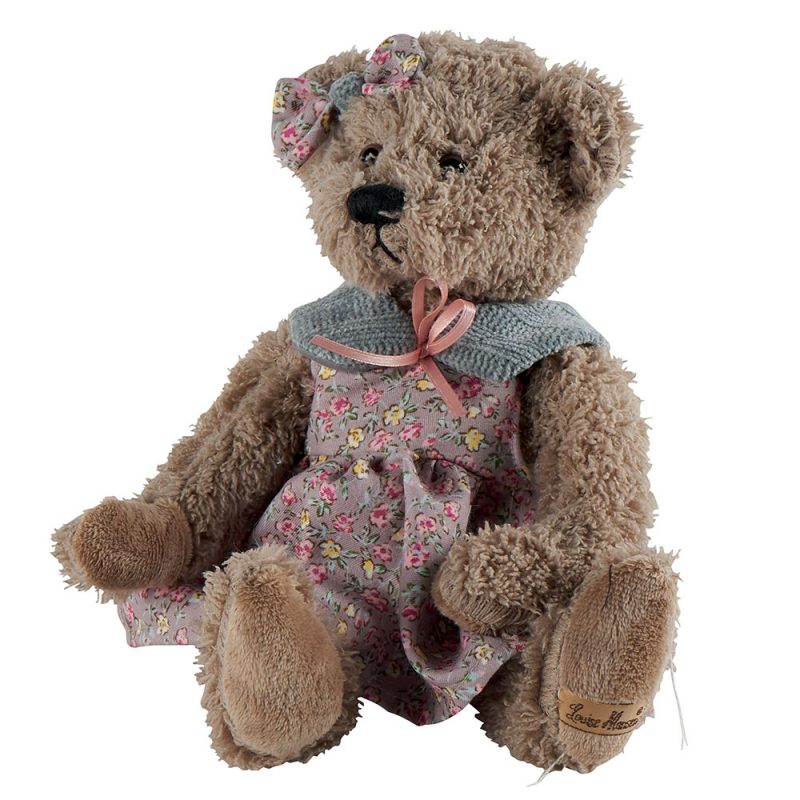 Ours Beige Beckie "Louise Mansen" Rob Fleurie avec Col Fourrure H.25cm