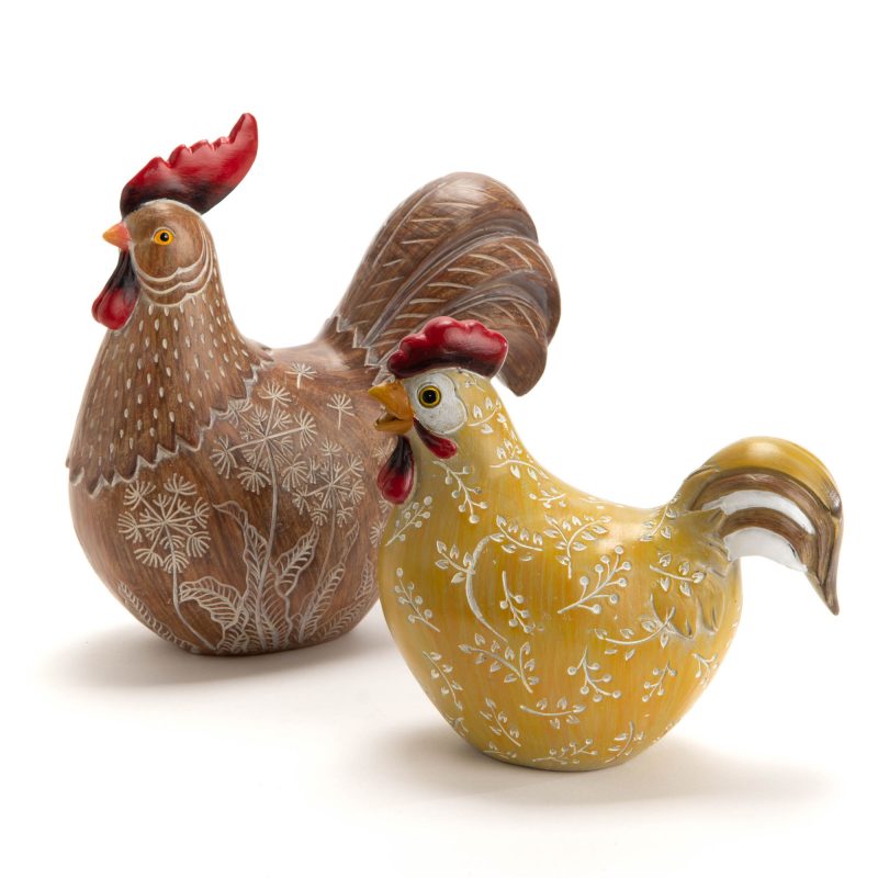 Poule Fleurie Jaune en Polyrésine 21x12,5x21cm – Image 2