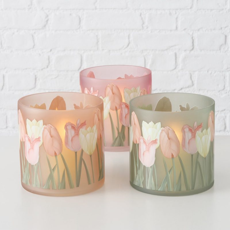 Photophore "Tulipa" en Verre Laqué Floral 3 Modèles au Choix H.15cm – Image 9