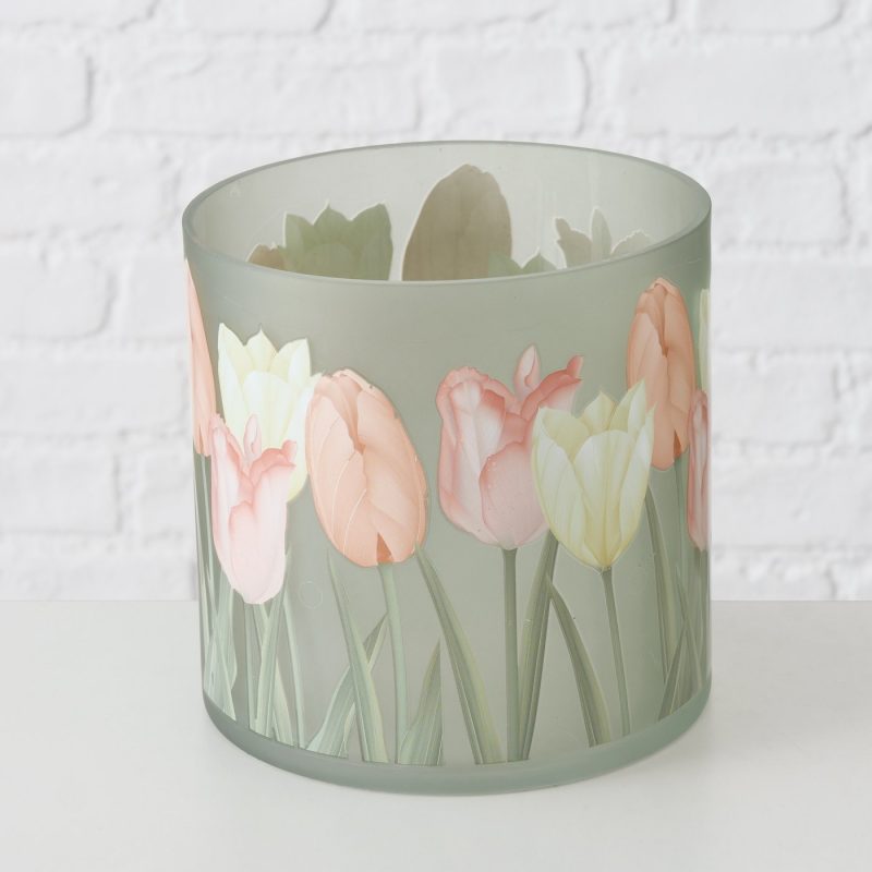 Photophore "Tulipa" en Verre Laqué Floral 3 Modèles au Choix H.15cm – Image 8