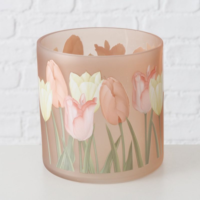 Photophore "Tulipa" en Verre Laqué Floral 3 Modèles au Choix H.15cm – Image 7