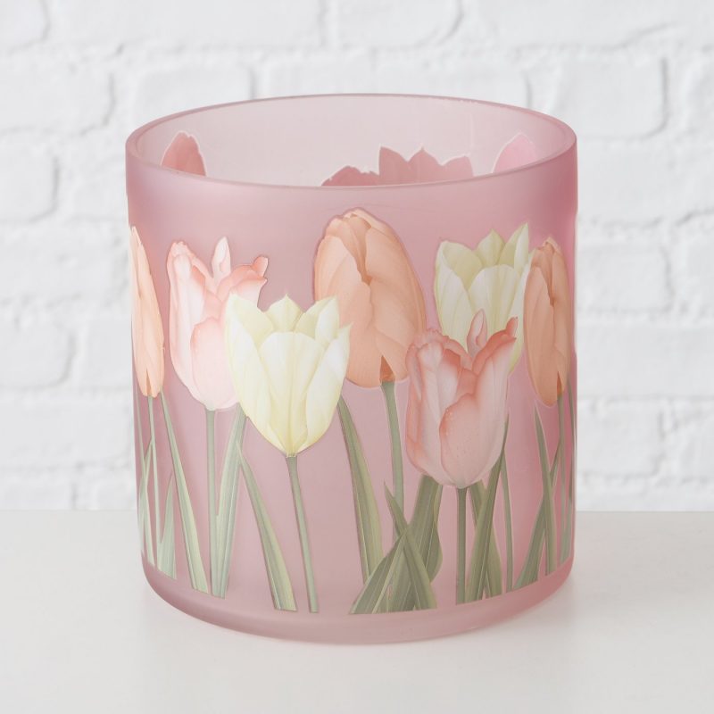 Photophore "Tulipa" en Verre Laqué Floral 3 Modèles au Choix H.15cm – Image 6