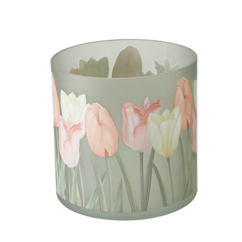 Photophore "Tulipa" en Verre Laqué Floral 3 Modèles au Choix H.15cm – Image 5