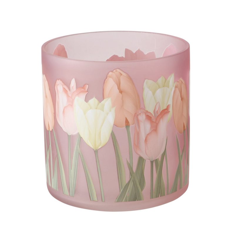 Photophore "Tulipa" en Verre Laqué Floral 3 Modèles au Choix H.15cm – Image 3