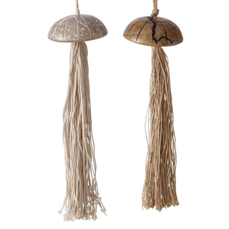 Pendentif Coquillage "Percha" en Bois de Manguier 2 Modèles au Choix ø10xH.36cm