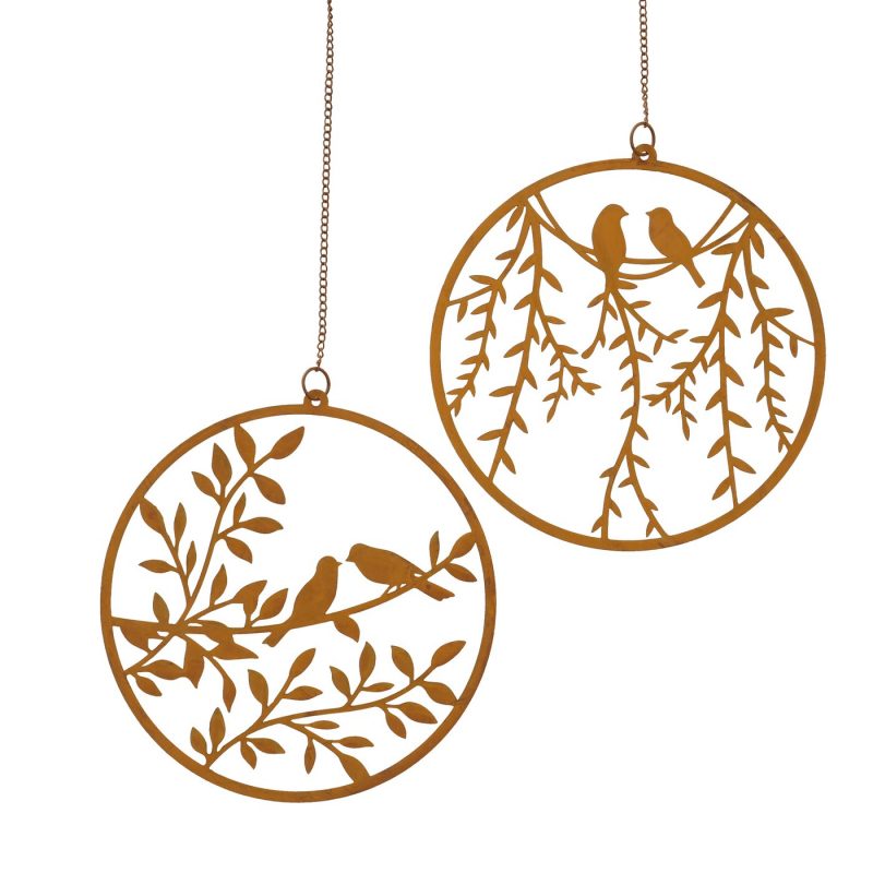 Pendentif Rond "Vilda" en Métal Rouillé 2 Modèles au Choix ø25cm